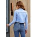 luvamia 2025 Cropped Jean Jackets for Women Fashion Short Denim Shacket Jacket Lightweight Fitted Stretchy with Pockets