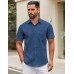 COOFANDY Mens Short Sleeve Casual Button Down Shirts Summer Untucked Dress Shirts with Pocket