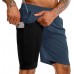 TENJOY Men's 2 in 1 Running Shorts 5 in or 7 in Quick Dry Gym Athletic Workout Shorts for Men with Phone Pockets