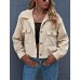 Gihuo Women's Fashion Cropped Shacket Button Down Corduroy Shacket Jackets Casual Plaid Long Sleeve Crop Jackets Tops