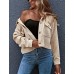 Gihuo Women's Fashion Cropped Shacket Button Down Corduroy Shacket Jackets Casual Plaid Long Sleeve Crop Jackets Tops