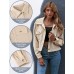 Gihuo Women's Fashion Cropped Shacket Button Down Corduroy Shacket Jackets Casual Plaid Long Sleeve Crop Jackets Tops
