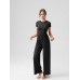 OQQ Women's Summer Jumpsuits Dressy One Piece Outfits Casual Short Sleeve Crew Neck Wide Leg Rompers
