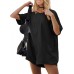 Ekouaer Summer Rompers for Women 2025 Short Sleeve Oversized Reversible Baggy T-shirt Romper Jumpsuit Outfits with Pockets