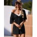 Ekouaer Summer Rompers for Women 2025 Short Sleeve Oversized Reversible Baggy T-shirt Romper Jumpsuit Outfits with Pockets
