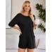 Ekouaer Summer Rompers for Women 2025 Short Sleeve Oversized Reversible Baggy T-shirt Romper Jumpsuit Outfits with Pockets