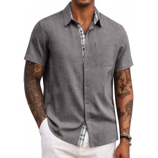 COOFANDY Men's Button Down Shirts Short Sleeve Casual Shirts Summer Beach Shirts Vacation Wedding Shirts with Pocket