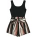 SOLY HUX Women's Summer Sleeveless Belted Tank Romper Short Jumpsuit