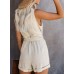 Acelitt Womens Casual Summer Crewneck Ruffle Sleeveless Rompers, XS-XXL