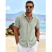 COOFANDY Men's Linen Shirts Short Sleeve Casual Shirts Button Down Shirt for Men Beach Summer Wedding Shirt