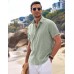 COOFANDY Men's Linen Shirts Short Sleeve Casual Shirts Button Down Shirt for Men Beach Summer Wedding Shirt