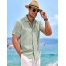 COOFANDY Men's Linen Shirts Short Sleeve Casual Shirts Button Down Shirt for Men Beach Summer Wedding Shirt