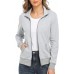 Women's Zip up Sweatshirt Jacket Stand Collar Hoodless Running Sweatshirt with Pockets
