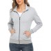 Women's Zip up Sweatshirt Jacket Stand Collar Hoodless Running Sweatshirt with Pockets