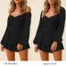 Fixmatti Women off Shoulder Rompers Lantern Long Sleeve Ruffle Tie Mini Shorts Jumpsuit
