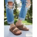 Women's Cork Footbed Slide Sandal, Arch Support Summer Outdoor Sandals with Adjustable Buckle
