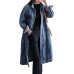 Womens Classic Jean Jacket Plus Size Loose Long Sleeve Button Down Denim Trench Coat