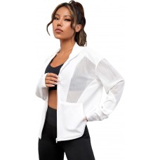GORGLITTER Women's Zip Up Athletic Hoodies Fishnet Jacket Mesh Lightweight Workout Track Jackets