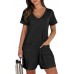 ANRABESS Women's Summer Casual Rompers Short Sleeve V Neck Loose Fit Jumpsuit 2025 Trendy One Piece Jumps with Pockets