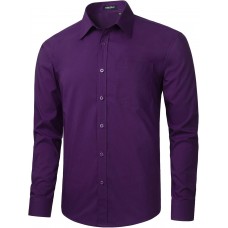 HISDERN Mens Dress Shirts Long Sleeve Button Down Shirts for Men Casual Solid Formal Business Regular Fit Shirt with Pocket
