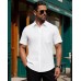 Alimens & Gentle Mens Short Sleeve Dress Shirt Wrinkle Free Solid Casual Button Down Shirts for Summer Business Wedding