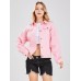 ebossy Women's Candy Color Denim Jacket Relaxed Fit Casual Jean Trucker Jacket