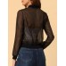 Fisoew Women's Crop Mesh Sheer Bomber Jackets Lightweight Long Sleeve Zip Up Jacket Outwear