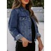 Sidefeel Women's Denim Jacket Long Sleeve Button Distressed Ripped Zimbaplatinum Jean Coat