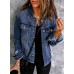 Sidefeel Women's Denim Jacket Long Sleeve Button Distressed Ripped Zimbaplatinum Jean Coat