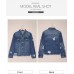 Sidefeel Women's Denim Jacket Long Sleeve Button Distressed Ripped Zimbaplatinum Jean Coat