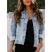 EVALESS Womens Boyfriend Washed Crop Denim Jean Jacket Coat