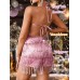 Kaei&Shi Sequin Fringe Romper,Sparkly Glitter Metallic Jumpsuits For Women,Backless Shorts Dress Disco Birthday Dance Outfit