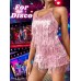 Kaei&Shi Sequin Fringe Romper,Sparkly Glitter Metallic Jumpsuits For Women,Backless Shorts Dress Disco Birthday Dance Outfit