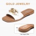 FITORY Women's Flat Sandals Fashion Slides With Soft Leather Slippers for Summer Size 6-11