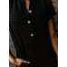 BLENCOT Casual Striped Short Sleeve Jumpsuits Rib Knit Wide Leg Romper Comfy Button Down Rompers