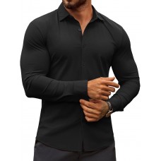 COOFANDY Men's Muscle Fit Dress Shirts Wrinkle-Free Long Sleeve Casual Button Down Shirts