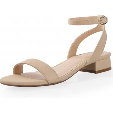 Ankis Black Nude White Red Women Sandals Comfortable Walking Strappy Open Toe Sandals for Women Dressy Summer 1 Inch Low block Heel Flat Adjustable Ankle Strap Wide Available Shoes 2024