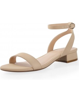 Ankis Black Nude White Red Women Sandals Comfortable Walking Strappy Open Toe Sandals for Women Dressy Summer 1 Inch Low block Heel Flat Adjustable Ankle Strap Wide Available Shoes 2024