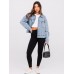 Glamaker Womens Oversized Jean Jacket Casual Long Sleeve Button Down Denim Jacket Fall Coat
