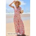 MEROKEETY Women's 2025 Summer Cap Sleeve Jumpsuits Deep V Neck Button Onesie Wide Leg Pants Rompers