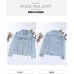 Sidefeel Women's Denim Jacket Long Sleeve Button Distressed Ripped Zimbaplatinum Jean Coat