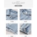 Sidefeel Women's Denim Jacket Long Sleeve Button Distressed Ripped Zimbaplatinum Jean Coat