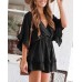 Valphsio Womens V Neck Beach Romper Ruffle Layered Drawstring Waisted Shorts Jumpsuit