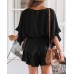 Valphsio Womens V Neck Beach Romper Ruffle Layered Drawstring Waisted Shorts Jumpsuit