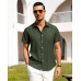 Alimens & Gentle Mens Linen Shirts Short Sleeve Button Down Shirts Wrinkle Free Casual Vacation Beach Summer Tops