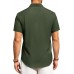 Alimens & Gentle Mens Linen Shirts Short Sleeve Button Down Shirts Wrinkle Free Casual Vacation Beach Summer Tops
