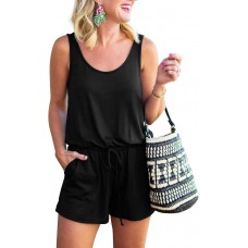 REORIA Womens Basic Summer Scoop Neck Sleeveless Tank Top Short jumpsuit Rompers