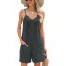 Rapbin Womens Summer Casual Sleeveless Rompers Spaghetti Strap Adjustable Loose Shorts Jumpsuit with Pockets