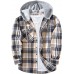 ZITY Men's Flannel Hoodie Shirts Casual Button Down Plaid Shirt Jackets for Men Long Sleeve Stylish Hooded with Pocket