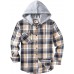 ZITY Men's Flannel Hoodie Shirts Casual Button Down Plaid Shirt Jackets for Men Long Sleeve Stylish Hooded with Pocket